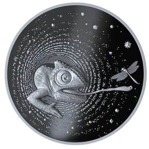 HERPETON CHAMELEON 2025  1 oz Pure Proof Silver Coin Cameroon Le Grand Mint - Picture 1 of 2