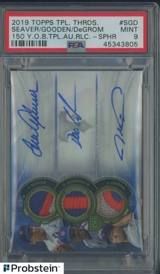 Topps Triple Threads 2019 Tom Seaver DeGrom Gooden parches automático/3 PSA 9 Foto 1 de 2