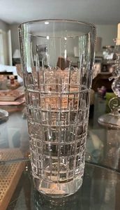 "Florero Ralph Lauren cristal cóctel fiesta cuadros 10""" - Imagen 1 de 8