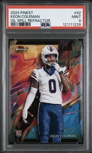 2024 Finest Keon Coleman Buffalo Bills refractor de derrames de petróleo novato/20 #92 PSA 9 - Imagen 1 de 2