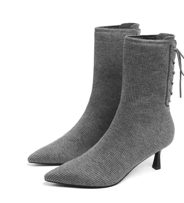 VIVAIA Phoebe котенок каблук заостренный носок серый вязаный ботинок размер 9,5 EUC - Изображение 1 из 4
