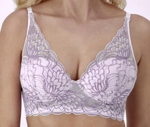 MAIDENFORM Lightly Lined Convertible Lace Lilac Wireless Bralette Bra Womens - Picture 1 of 17