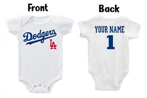 Los Angeles Dodgers White Homemade baby bodysuit. - Picture 1 of 3