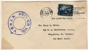 HAITI First Flight Cover ST LUCIA Air 1930 *NYRBA* Premier Vol Cachet RARE EP515 - Picture 1 of 6