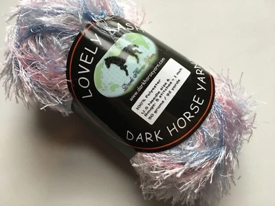 Dark Horse Yarns Lovely Lash #118 Blue Pink White Eyelash Yarn 50 Gram 92 Yards - Image 1 of 4