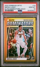 Nikola Jokic 2022-23 Donruss Optic 19 Elite Dominators Gold Prizm 7/10 PSA 10