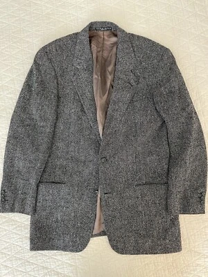 Jaqueta BOSS HUGO BOSS Fabricada nos EUA Vintage Mistura de Lã Espinha de Arenque GALILEI 40 L - Imagem 1 de 4