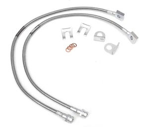 Juego de línea de freno trenzado de acero inoxidable delantero Rough Country para Jeep TJ/XJ/YJ/ZJ 89702 - Imagen 1 de 1