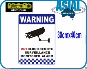 BIG Metal Reflective Aluminium Warning CCTV Security Surveillance Camera SIGN - Picture 1 of 3