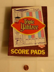 Vintage Triple Yahtzee Score Pads Set 100 Sheets 1972 E.S. Lowe Dice Juego de mesa - Imagen 1 de 5