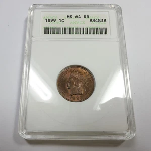 1899 P ANACS Soap Box MS64 RB Red Brown - Indian Head Penny Cent 1c Coin #55564A - Picture 1 of 4