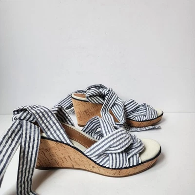 Sperry Topsider Striped Ankle Wrap/Tie Platform Espadrille Sandals Womens Sz 9M - Image 1 of 4