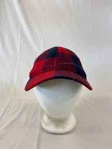 Flannel Baseball Cap Buckleback Hat Red Blue Warmth Comfort Plaid Adjustable - Picture 1 of 11