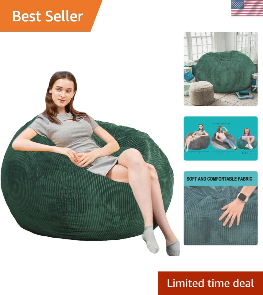 Пушистый 3 фута искусственного меха Bean сумка стул с мягкой памятью пены - идеально подходит для всех возрастов - Изображение 1 из 4