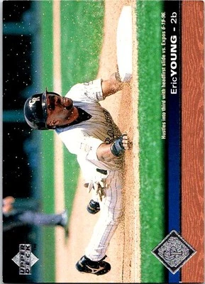 1997 Upper Deck Eric Young #55 Headfirst Slide Colorado Rockies - Image 1 of 2