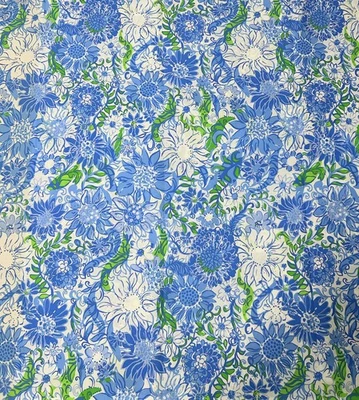~~ Tela de popelina de algodón Lilly Pulitzer azul Frenchie Suns Out 34" X 57" Foto 1 de 4