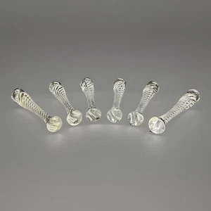 Set of 6 Vintage Twisted Pattern Pressed Glass Cocktail Muddlers 4.5 in - Picture 1 of 9