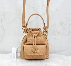 Dior Caro Nano Bucket Bag Light Gold Macro Cannage 5250UNOZ 145558704 - Picture 1 of 10