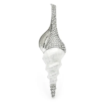 BROCHE DE ESMALTE CONCHA CONCHA CONCHA BRANCO ELEGANTE PRAIA OCEANO VERÃO PIN JOIA PRESENTE - Imagem 1 de 4