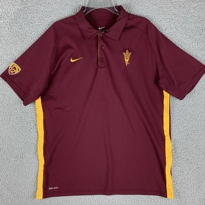 Nike DRI-FIT Arizona State Sun Devils Golf Polo Shirt Mens L Maroon PAC 12 NCAA - Image 1 of 4