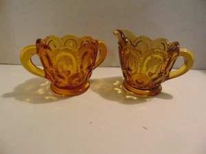 LE Smith Glass Amber Moon and Star Open Sugar And Creamer Set reduced - Picture 1 of 10