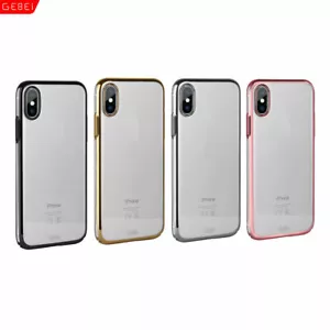 Funda rígida trasera transparente con marco cromado Gebei para Apple iPhone X XS Max - Imagen 1 de 31