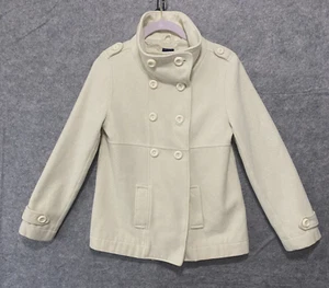 Gap Kids Wool Blend Pea Coat Girls Sz XXL (14-16) Cream Pockets - Picture 1 of 9