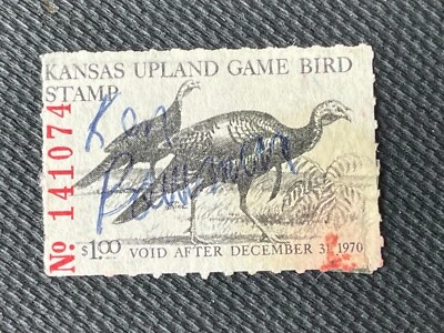1970 KANSAS Upland Game Bird Hunting Stamp Turkey Used - Image 1 of 2