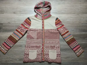 Ivko Hooded Sweater Knit Multicolor Full Zip jacket Wool Blend Size 44 coat - Picture 1 of 8