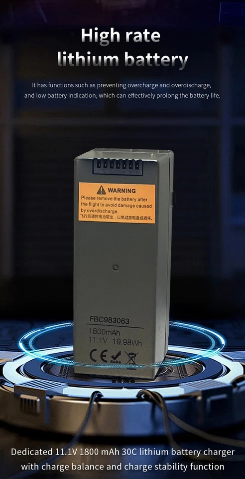 YUXIANG F11 AH-64D Apache RC Helicopter Spart Parts 11.1V 1800mAh 30C Battery - Image 1 of 1