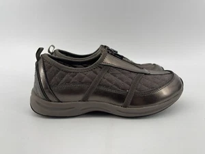 Easy Spirit Pull On Zip Comfort Shoes Womens Sz 7.5 Leather Textile Dark Bronze - Picture 1 of 10