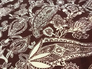 New Designer Brown Ivory 100% Wool Crepe Large Print Fabric Seen On Catwalk - Picture 1 of 6