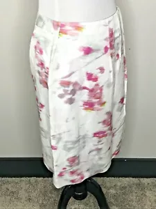 Banana Republic Wrap Skirt Ivory Pink Gray Straight Skirt Abstract XS 0 - Picture 1 of 8