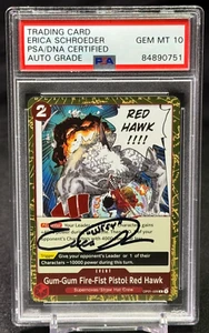 Monkey D. Luffy Gum-Gum Pre-Errata Erica Schroeder Signed PSA/DNA Auto 10 GEM - Picture 1 of 2