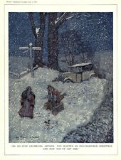 VINTAGE BRITISH HUMOR 1933 CARTOON - OLD-FASHIONED CHRISTMAS - SNOW STORM