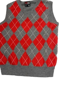 Southpole Herren Größe XL rot Argyle Strick V-Ausschnitt Grandpacore Pullover Weste - Bild 1 von 3