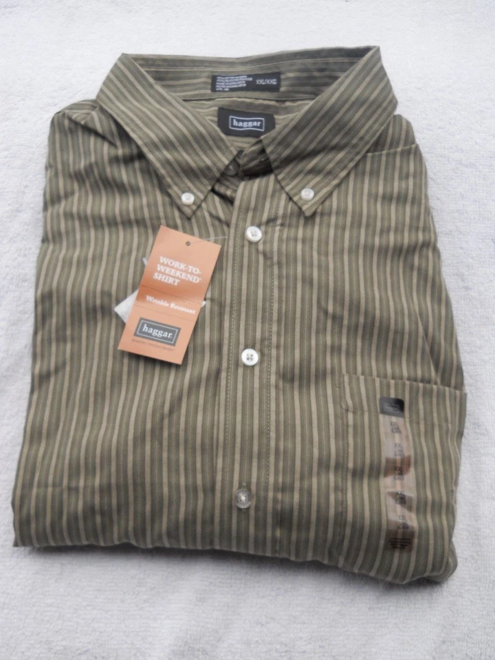 VERDE~HAGGAR~XLARGE~XL~CAMISA~RESISTENTE A ARRUGAS~MANGA LARGA~VESTIDO~CASUAL-NUEVO Foto 1 de 1
