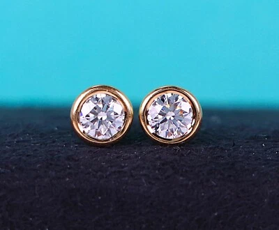 Tiffany Co Elsa Peretti 18k Yellow Gold Round Diamond By The Yard Stud Earrings - Image 1 of 4