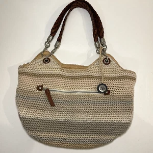 The Sak Classic Crochet Knit Striped Shoulder Bag Purse Hippie Handbag Boho - Picture 1 of 23