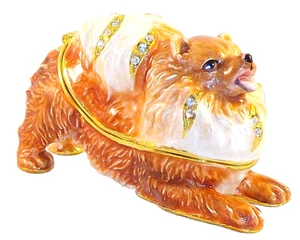 Baratija con bisagras para perro Pom Pom Pom Pomerania/caja de joyas peltre joyas Kingspoint - Imagen 1 de 5