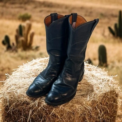 Vintage Nocona Blue Leather Cowboy Boots Western Size 8B Classic Rodeo Festival - Image 1 of 4