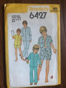 Simplicity 6427 Boy's Long or Short Sleeve Pajamas In 2 Lengths Sizes 6 & 8 - Picture 1 of 4
