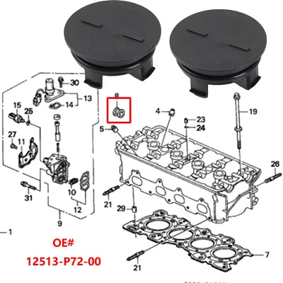 For Honda CR-V Civic Cam Cap Plug Seal Gasket 12513-P72-003 near Cylinder Head - Image 1 of 4