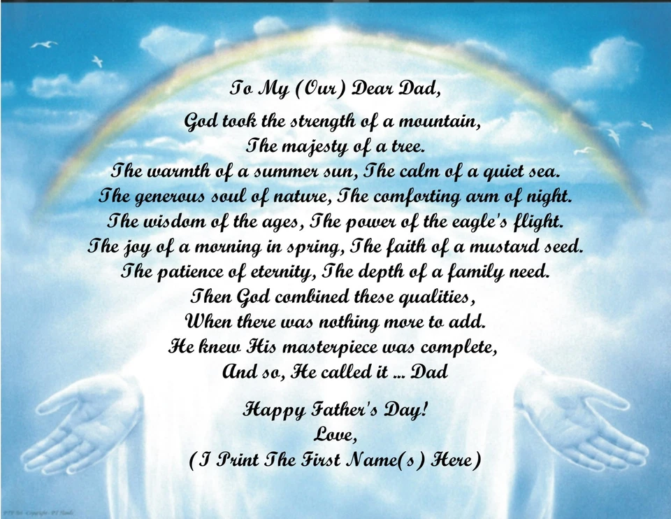 Father's Day Gift 4 Dad from your Son, Daughter, 2+Children Personalized Poem #1 - Image 1 of 1