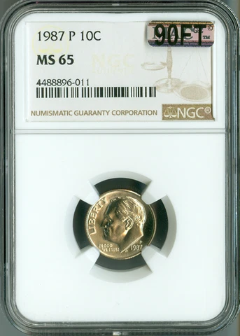 1987 P Roosevelt Dime NGC MS65 MAC 90FT - ECC Cover