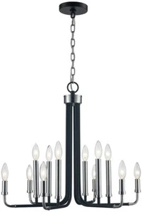 Monteaux Lighting 12-Light Black/Chrome Chandelier - Picture 1 of 1