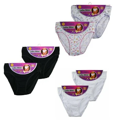 Damas Mujeres Algodón Bikini Calzoncillos Pantalones Bragas Ropa Interior Talla 8-18 Foto 1 de 2