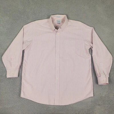 Рубашка мужская LL Bean размер 17–33 красная в полоску устойчивая к морщинам тяжелая 0 VV76 - Изображение 1 из 4