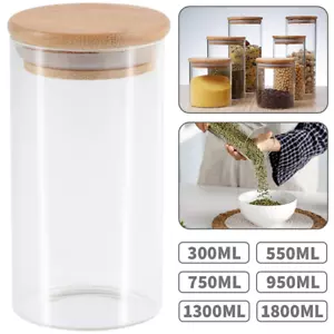 3 Größen Vorratsglas Vorratsgläser Vorratsdosen Glas mit Bambus Deckel -5er Set - Bild 1 von 14
