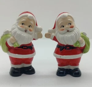 Vintage Christmas Ceramic Salt and Pepper Shakers Santa Claus Japan - Picture 1 of 8